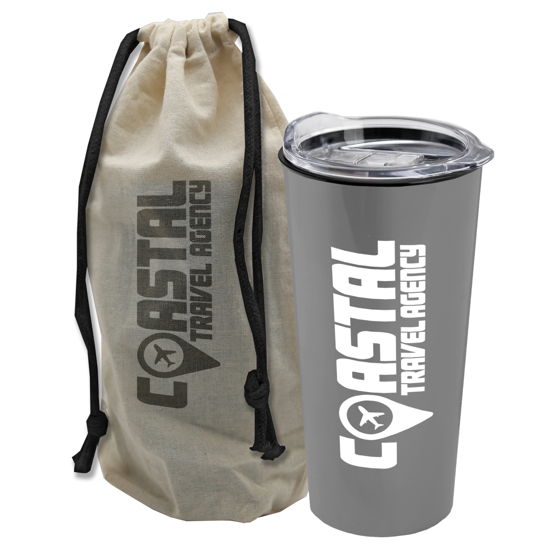 Explore Tumbler with Slider Lid in a Cotton Bag - 18 oz.